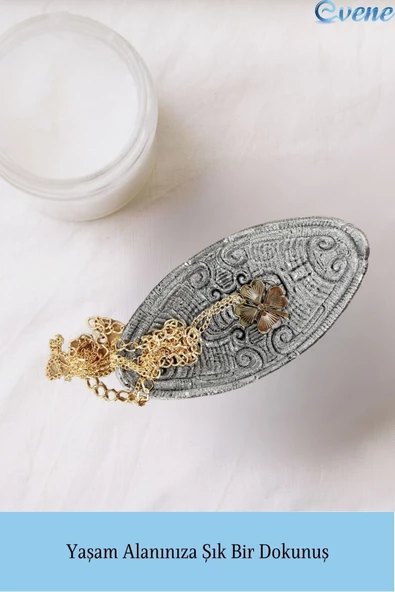 Evene Dekoratif Kase Gümüş Eskitme Renk Takı Kutusu Yüzük Kolye Kutusu Mum Tabağı Takı Organizer Model 7 - 3