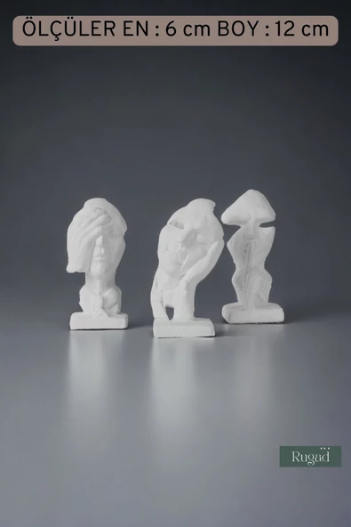 Rugad Biblo Dekoratif Heykel Görmedim Duymadım Bilmiyorum  Biblosu Beyaz Model 31 - Resim 3