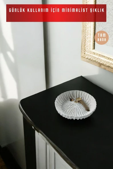 tambana Beyaz Sunumluk Takı Tabağı Dekoratif Tepsi Obje Ev Dekorasyon Model 29 - Resim 2