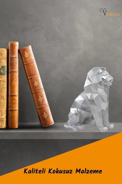 Viselia Dekoratif Aslan Biblo Heykel El Yapımı Hediyelik Süs Eşyası Poly Model Tasarım Ürünü - Resim 5