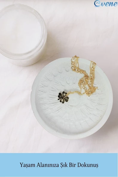 Evene Dekoratif Kase Beyaz Renk Takı Kutusu Yüzük Kolye Kutusu Mum Tabağı Takı Organizeri Model 6 - 3