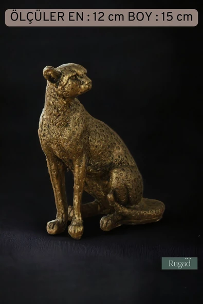 Rugad Biblo Dekoratif Heykel Leopar Biblosu Altın Eskitme Renk Model 33 - Resim 2