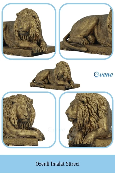 Evene Biblo Dekoratif Obje Heykel Biblo Aslan Biblo Dekoratif Süs Eşyası Altın Eskitme Renk Model 3 - Resim 5