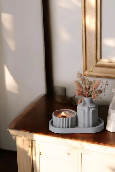 tambana Gri Sunumluk Takı Tabağı Dekoratif Tepsi Obje Seti 3 Parça Model 1001 ürün görseli