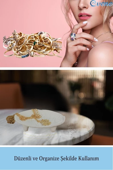 Evene Dekoratif Kase Beyaz Renk Takı Kutusu Yüzük Kolye Kutusu Mum Tabağı Takı Organizer Model 7 - 5