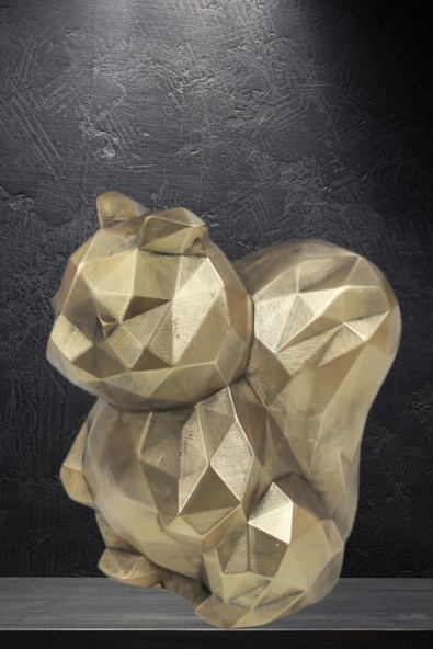 Stein Kohle Dekoratif Sincap Biblo Heykel El Yapımı Sevimli Hediyelik Süs Eşyası Poly Model Tasarım Ürünü ürün görseli 1