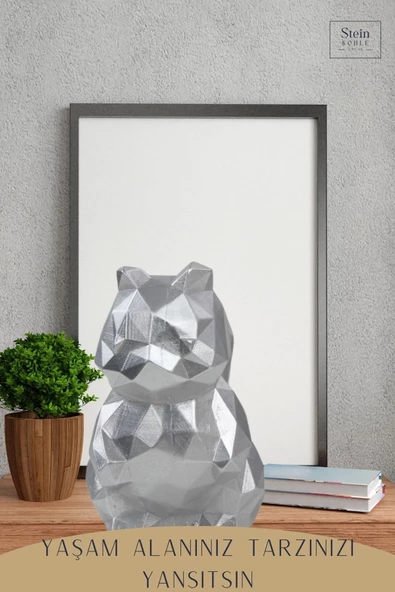 Stein Kohle Dekoratif Sincap Biblo Heykel El Yapımı Sevimli Hediyelik Süs Eşyası Poly Model Tasarım Ürünü - Resim 3