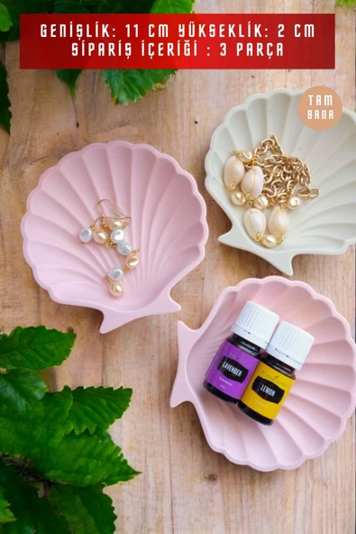 tambana Sunumluk Takı Tabağı Dekoratif Tepsi Obje Seti 3 Parça Model 25 - Resim 3