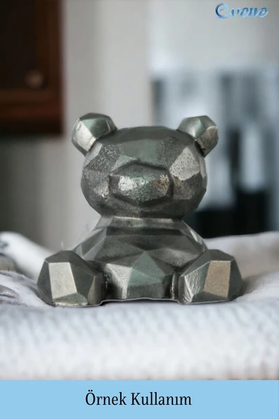 Evene Biblo Dekoratif Obje Heykel Ayı Biblo Dekoratif Süs Eşyası Gümüş Eskitme Renk Model 39 - Resim 2