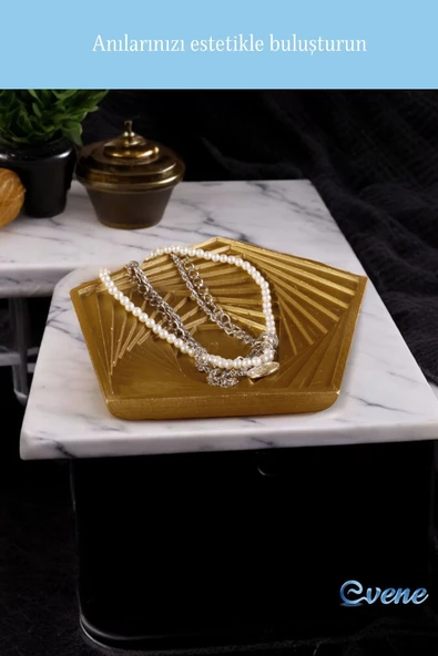 Evene Şekerlik Sunumluk Drajelik Dekoratif Tabak Altın Renk Model 9 - Resim 6