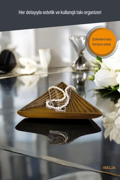 Viselia Takı Tabağı Takı Organizeri Takı Makyaj Kozmetik Düzenleyici Altın Eskitme Renk Model 14 - Resim 4