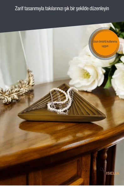 Viselia Takı Tabağı Takı Organizeri Takı Makyaj Kozmetik Düzenleyici Altın Eskitme Renk Model 14 - Resim 6