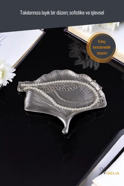 Viselia Takı Tabağı Takı Organizeri Takı Makyaj Kozmetik Düzenleyici Gümüş Eskitme Renk Model 19 - Resim 3