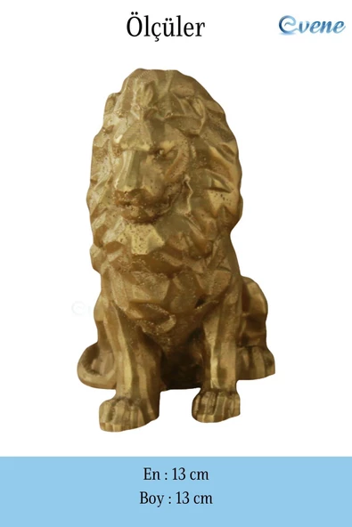 Evene Biblo Dekoratif Obje Heykel Aslan Biblo Dekoratif Süs Eşyası Altın Renk Model 36 - Resim 3