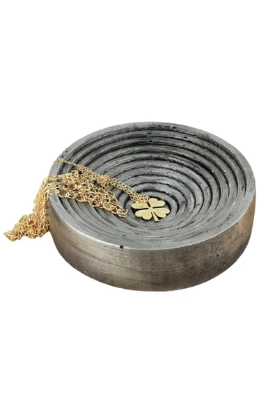 Evene Dekoratif Kase Gümüş Eskitme Renk Takı Kutusu Yüzük Kolye Kutusu Mum Tabağı Takı Organizer Model 2