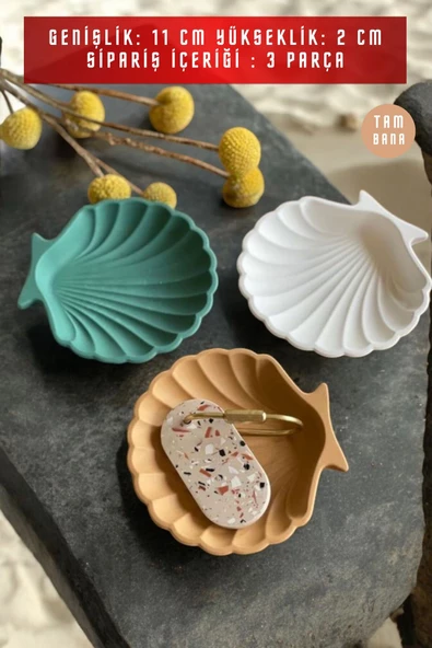 tambana Sunumluk Takı Tabağı Dekoratif Tepsi Obje Seti 3 Parça Model 25 - Resim 3