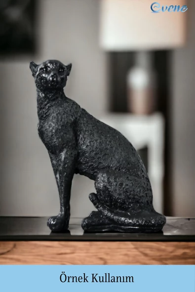 Evene Biblo Dekoratif Obje Heykel Leopar Biblo Dekoratif Süs Eşyası Siyah Model 33 - Resim 2