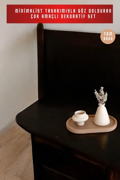 tambana Sunumluk Takı Tabağı Dekoratif Tepsi Obje Seti 3 Parça Model 1045 - Resim 2