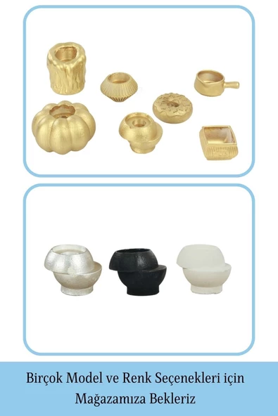 Evene Dekoratif Mumluk Tealight Mumluk Şamdan Mumluk 3 Lü Şamdan Model 25 - 6