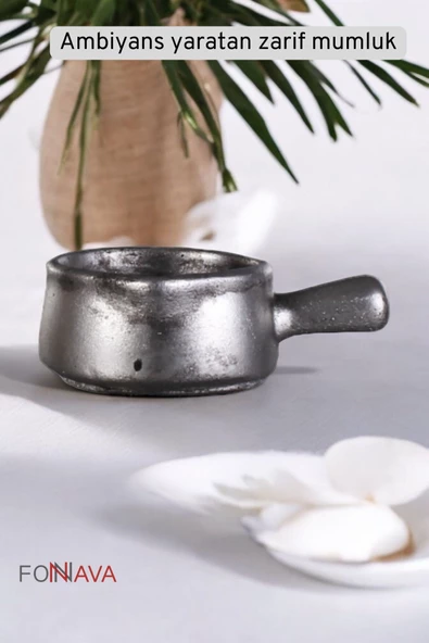 Fonnava Şamdan Mumluk Dekoratif Mumluk Tealight Mumluk Gümüş Eskitme Renk Model 24 - Resim 5