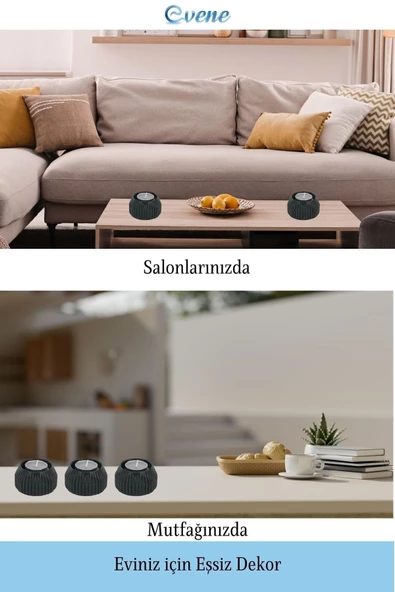 Evene Siyah Mumluk Şamdan Tealight Mum Uyumlu Çizgili Model - 3