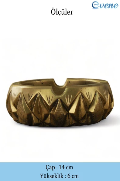 Evene Küllük Altın Eskitme Kül Tablası Dekoratif Küllük 4 Adet Model 3 - Resim 2