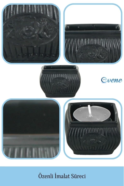 Evene Dekoratif Mumluk Tealight Mumluk Şamdan Mumluk 3 Lü Şamdan Model 28 - 7