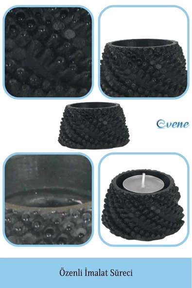 Evene Dekoratif Mumluk Tealight Mumluk Şamdan Mumluk 3 Lü Şamdan Model 40 - Resim 7