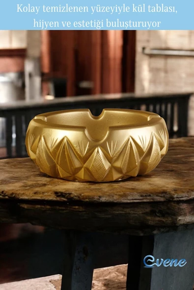 Evene Küllük Altın Kül Tablası Dekoratif Küllük Model 3 - Resim 3