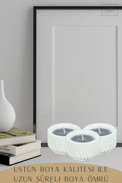 Stein Kohle Şamdanlık Dekoratif Şamdan Mumluk Tealight Mumluk Model 26 - 4