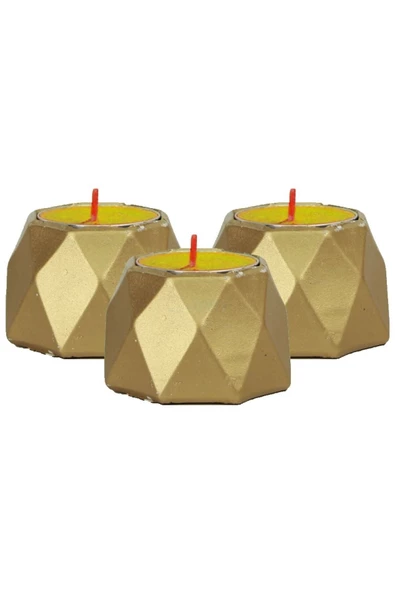 Evene Dekoratif Mumluk Tealight Mumluk Şamdan Mumluk 3 Lü Şamdan Model 35 ürün görseli 1