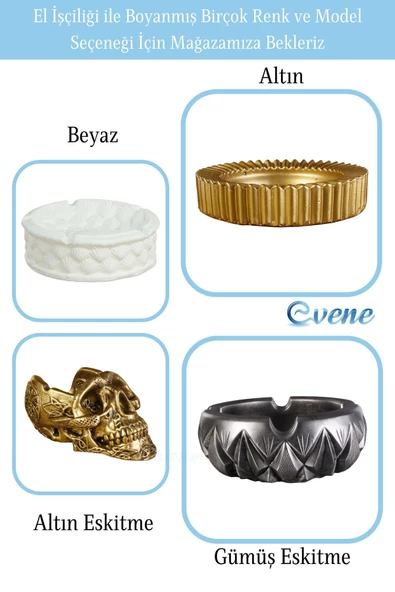 Evene Küllük Altın Eskitme Kül Tablası Dekoratif Küllük Model 6 - Resim 6