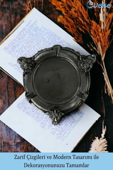 Evene Küllük Gümüş Eskitme Kül Tablası Dekoratif Küllük 4 Adet Model 7 - Resim 4