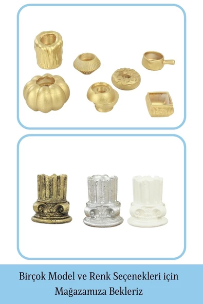 Evene Dekoratif Mumluk Tealight Mumluk Şamdan Mumluk 3 Lü Şamdan Model 39 - Resim 6