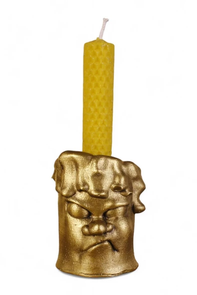 Evene Mumluk Şamdan Ince Mum Uyumlu Altın Eskitme Renk Model 4 ürün görseli 1