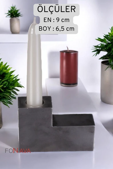 Fonnava Şamdan Mumluk Dekoratif Mumluk Tealight Mumluk Gümüş Eskitme Renk Model 17 - Resim 6