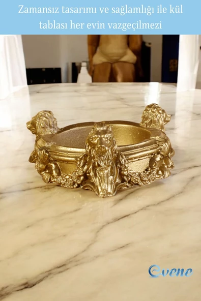 Evene Küllük Altın Kül Tablası Dekoratif Küllük Model 7 - Resim 5