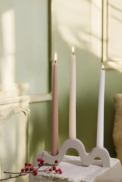 tambana Dekoratif Mumluk Şamdan El Yapımı Açık Gri Model 13 ürün görseli 1