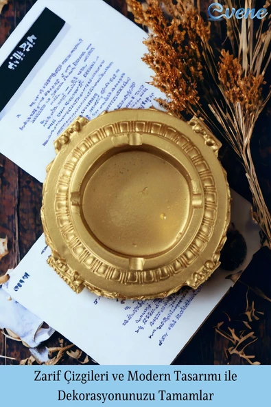 Evene Küllük Altın Kül Tablası Dekoratif Küllük 2 Adet Model 2 - Resim 4