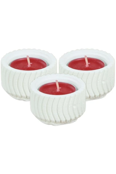 Evene Dekoratif Mumluk Tealight Mumluk Şamdan Mumluk 3 Lü Şamdan Model 26 - 1