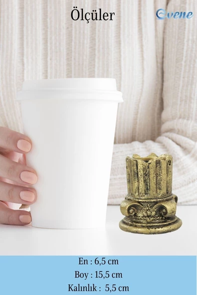 Evene Dekoratif Mumluk Tealight Mumluk Şamdan Mumluk 3 Lü Şamdan Model 39 - Resim 2