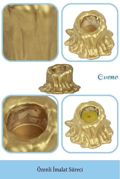 Evene Dekoratif Mumluk Tealight Mumluk Şamdan Mumluk 3 Lü Şamdan Model 31 - Resim 7