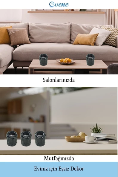Evene Siyah Mumluk Şamdan Tealight Mum Uyumlu Orta Erimiş Mum Model - 3