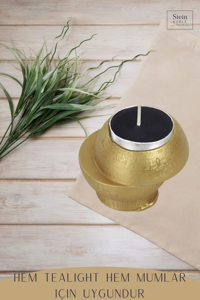 Stein Kohle Şamdanlık Dekoratif Şamdan Mumluk Tealight Mumluk Model 25 - Resim 7