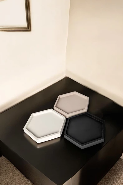 tambana Sunumluk Takı Tabağı Dekoratif Tepsi Obje Seti 3 Parça Model 11 ürün görseli 1