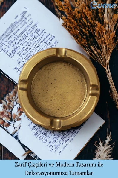 Evene Küllük Altın Eskitme Kül Tablası Dekoratif Küllük 4 Adet Model 3 - Resim 4