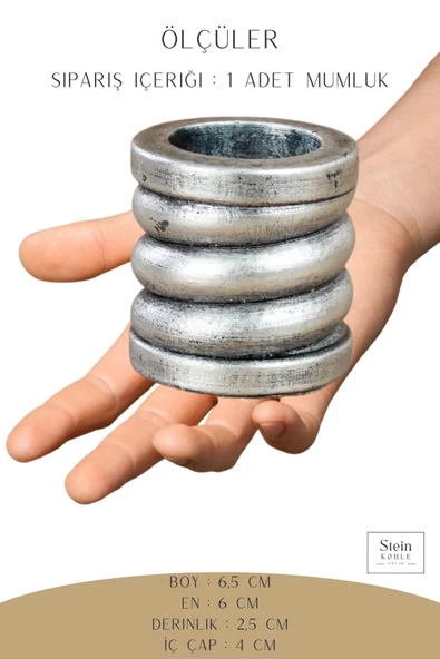 Stein Kohle Şamdanlık Dekoratif Şamdan Mumluk Tealight Mumluk Model 27 - 2