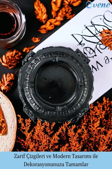 Evene Küllük Siyah Kül Tablası Dekoratif Küllük 4 Adet Model 2 - 4