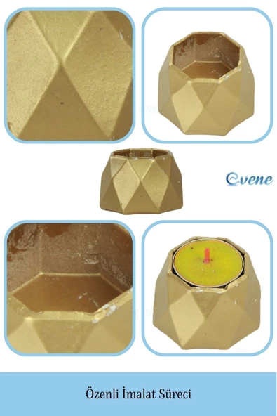Evene Dekoratif Mumluk Tealight Mumluk Şamdan Mumluk 3 Lü Şamdan Model 35 - Resim 7