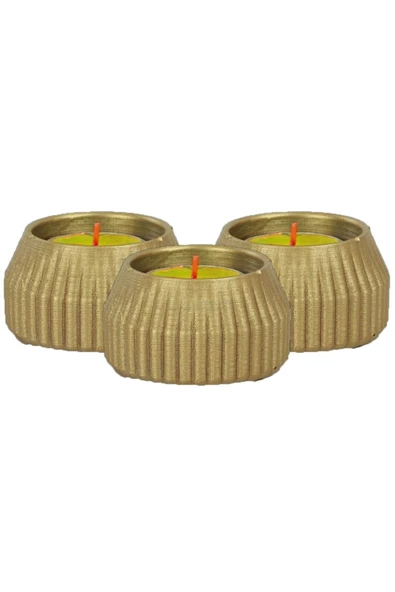 Evene Dekoratif Mumluk Tealight Mumluk Şamdan Mumluk 3 Lü Şamdan Model 38 ürün görseli 1